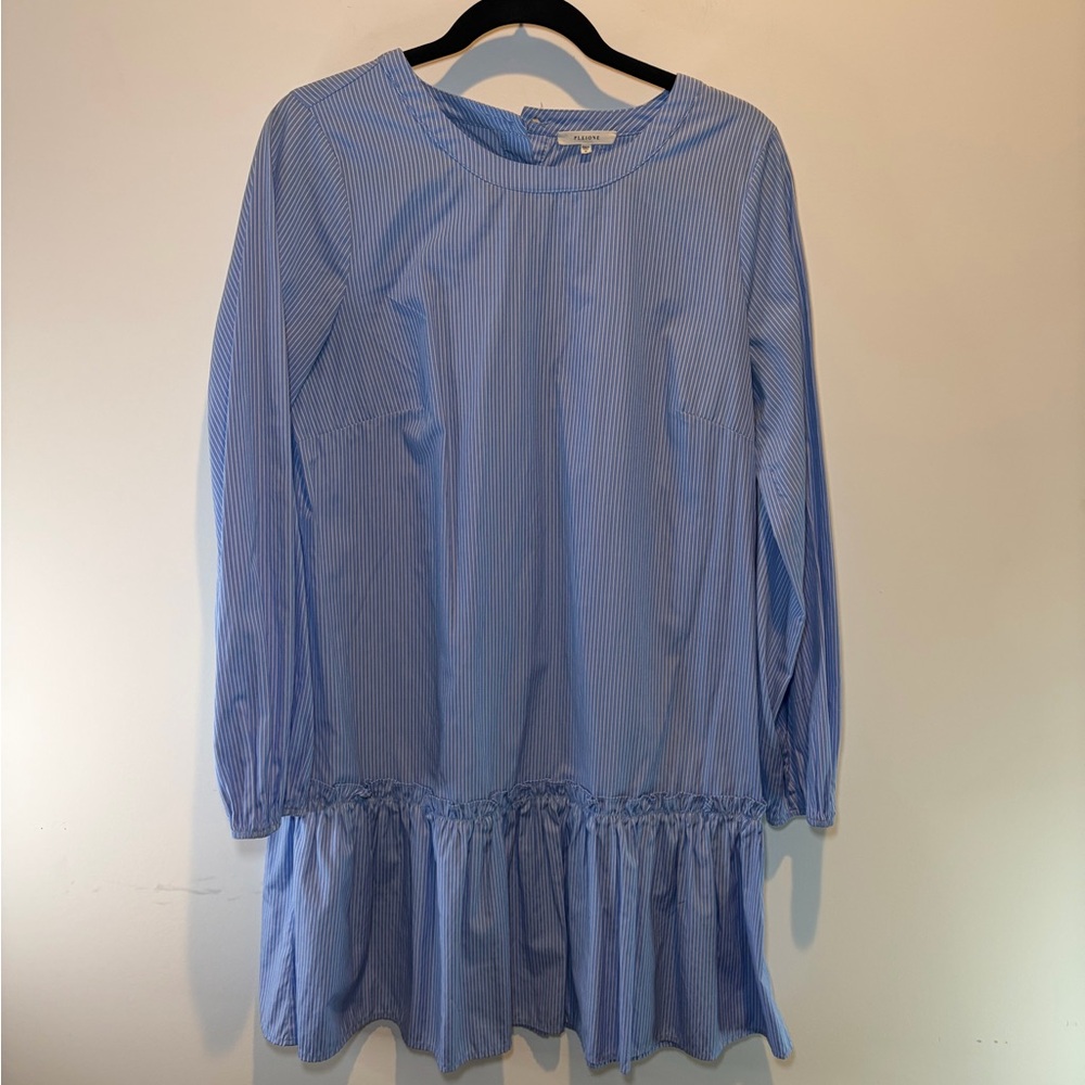 Pleione Blue and White Pinstripe Dress